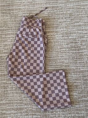 Albion Fit AUDREY WIDE LEG PANTS, BROWN CHECKERS